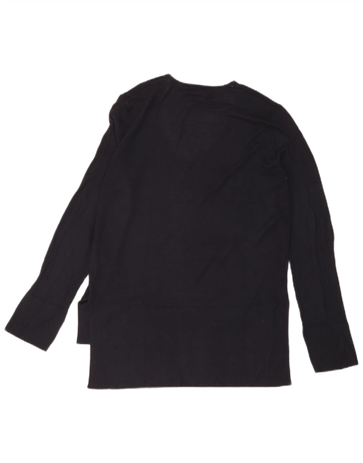 Zara Dame Top Langærmet UK 14 Medium Navy Blue Viscose