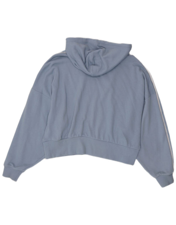Adidas Dame Oversized Crop Hoodie Jumper UK 8 Small Blue Cotton