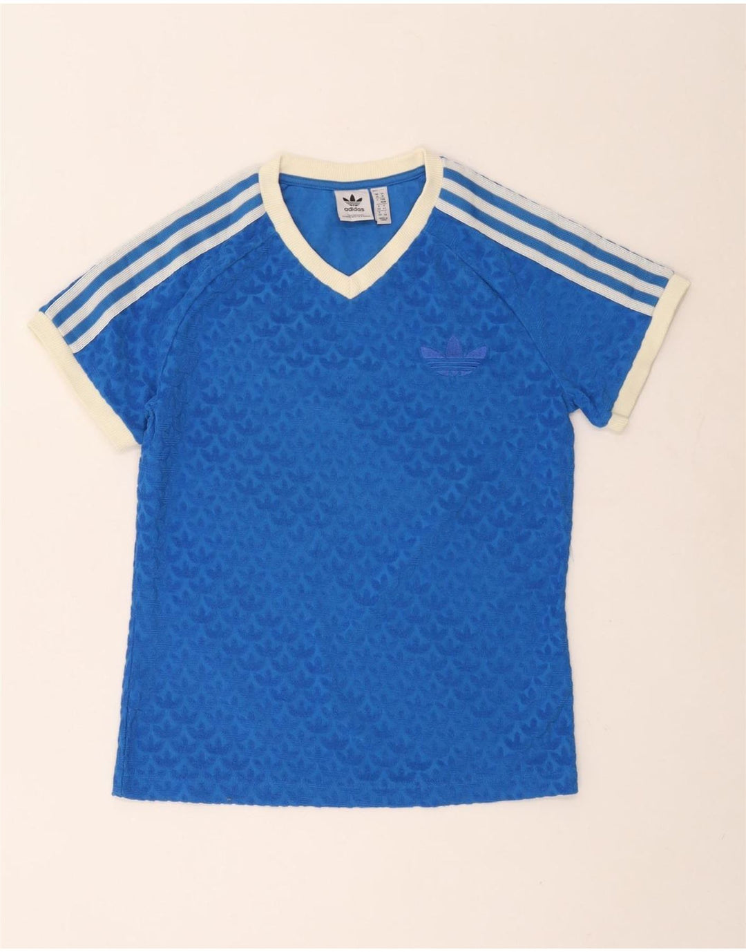 Adidas Dame Grafisk T-Shirt Top UK 14 Medium Blue Bomuld