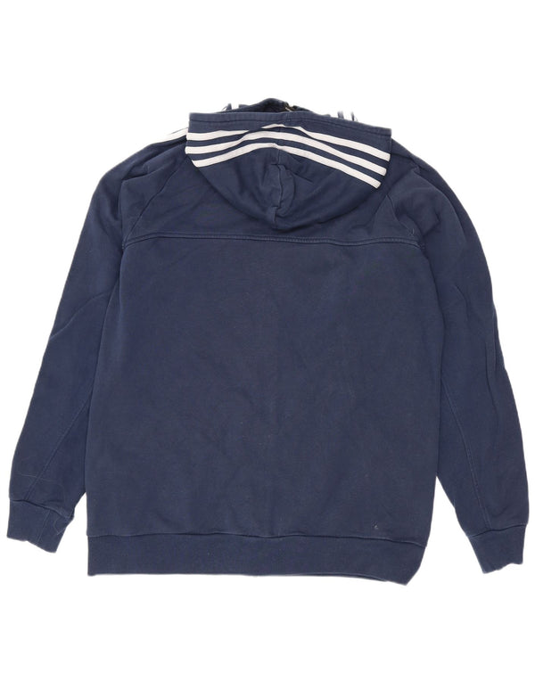 Adidas hættetrøje med lynlås til drenge 15-16 år Navy Blue Cotton Sports