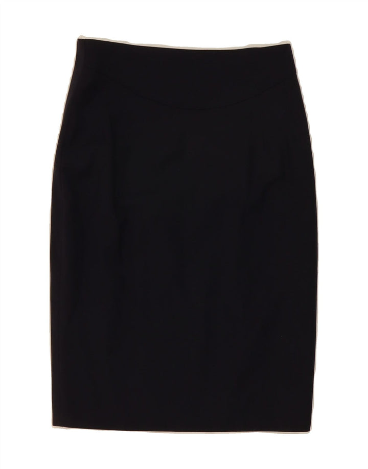 VINTAGE Womens Pencil Skirt W26 Small Navy Blue Wool Vintage Vintage and Second-Hand Vintage from Messina Hembry 