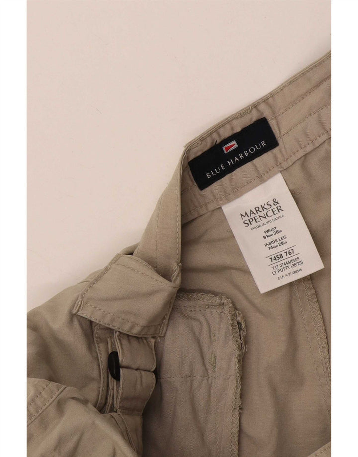 Marks & Spencer Herre Blue Harbor Tapered Cargo Bukser W36 L29 Beige