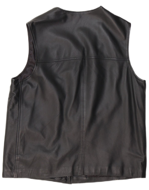 Vintage herre lædervest Stor sort læder