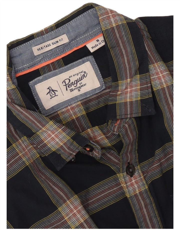 Penguin Heritage Heritage Slim Fit kortærmet skjorte Medium Navy Blue Check