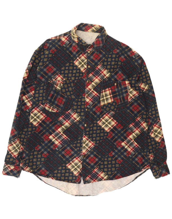 Vintage herreskjorte 3XL marineblå patchwork