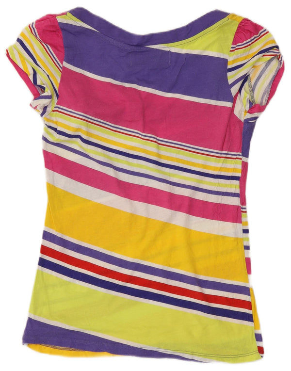 Zara Dame T-Shirt Top UK 12 Medium Flerfarvet Stribet