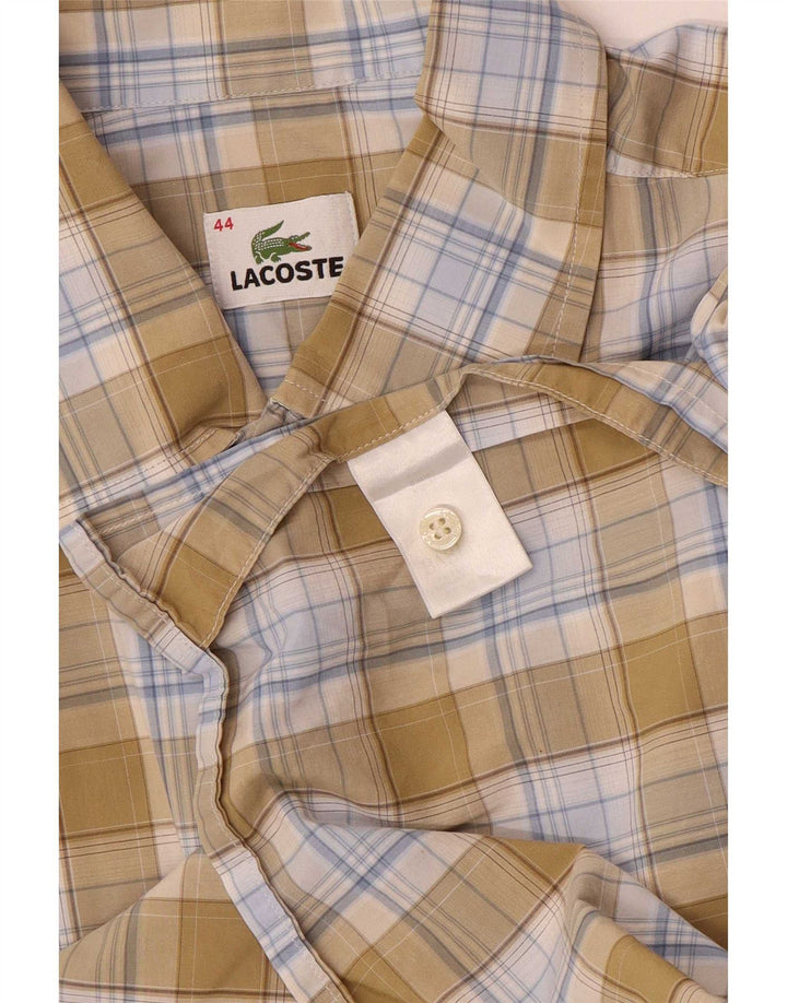 Lacoste Kortærmet Herreskjorte Størrelse 44 XL Khaki Ternet Bomuld