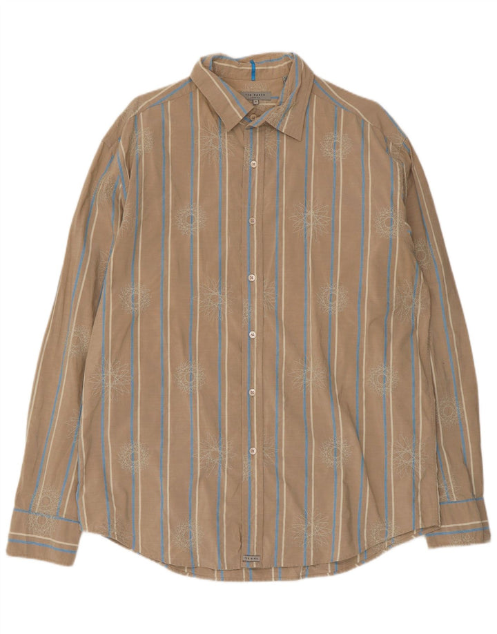 Ted Baker Herreskjorte str. 6 2XL Beige Stribet Bomuld