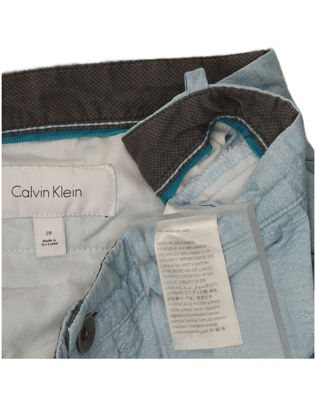 Calvin Klein Herre Chino Shorts W29 Små blå bomuld