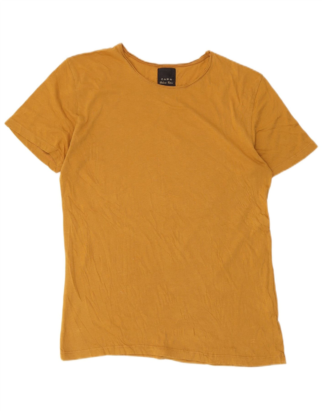 Zara T-Shirt Top UK 12 Medium Gul Bomuld