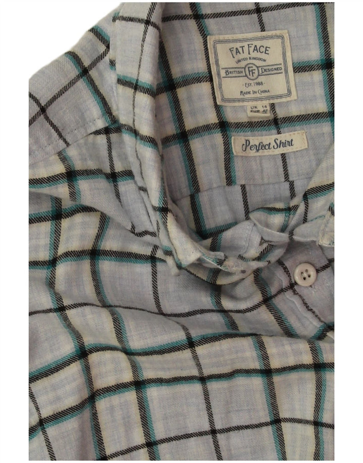 Fat Face Dame Oversized Shirt UK 14 Large Blue Check