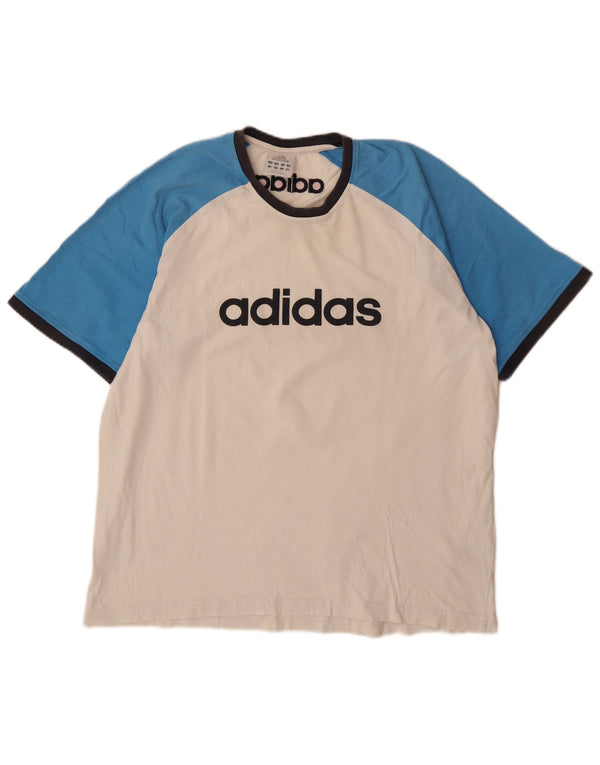 Adidas Herre grafisk T-shirt Top XL Hvid Colourblock Bomuld