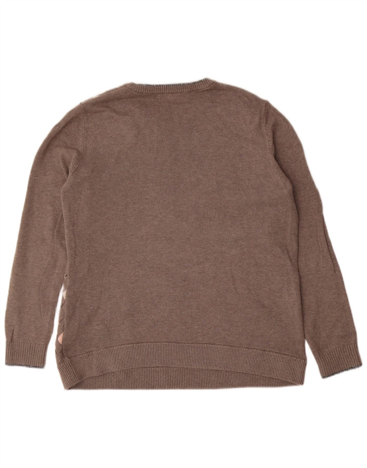 Ted Baker dametrøjetrøje med rund hals str. 3 Medium Grey Argyle/Diamond