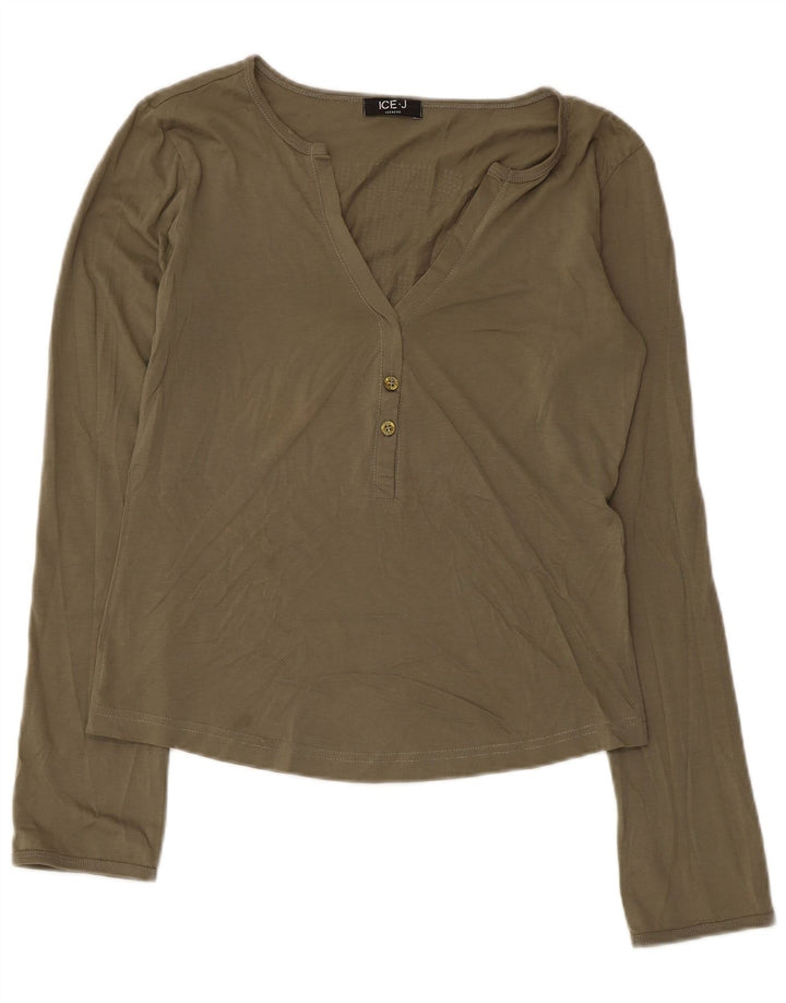 Iceberg Dame Grafisk Top Langærmet UK 10 Small Khaki