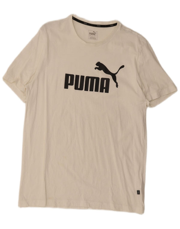 Puma Herre Grafisk T-Shirt Top Stor Hvid Bomuld