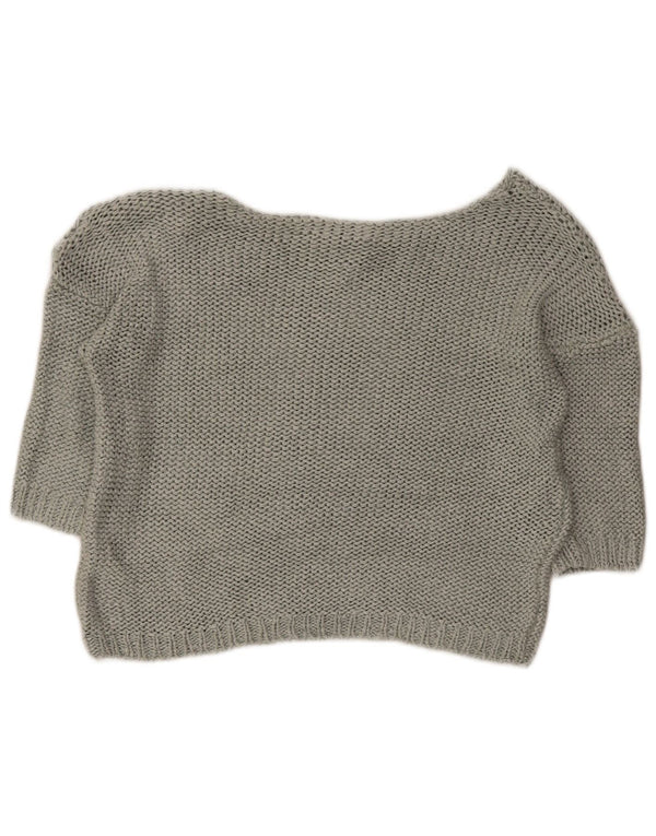 Guess Womens Crop 1/2-ærmet Boat Neck sweater UK 14 Medium Green