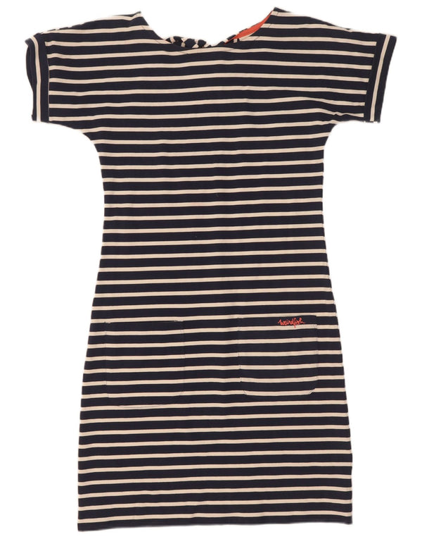 Weird Fish Womens T-Shirt Dress UK 8 Small Navy Blue Striped Cotton