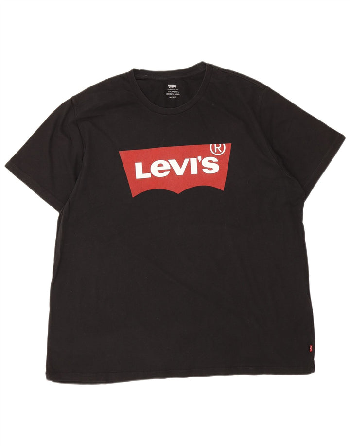Levi's Herre grafisk T-shirt top 2XL sort bomuldslogo