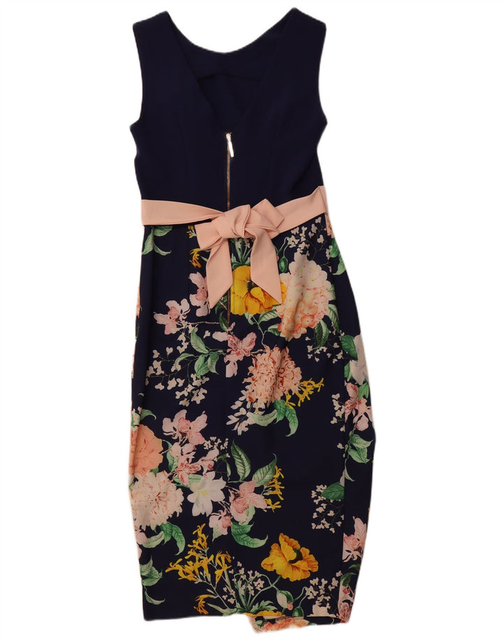 CLOSET Dame Ærmeløs Bodycon Dress UK 8 Small Navy Blue Floral