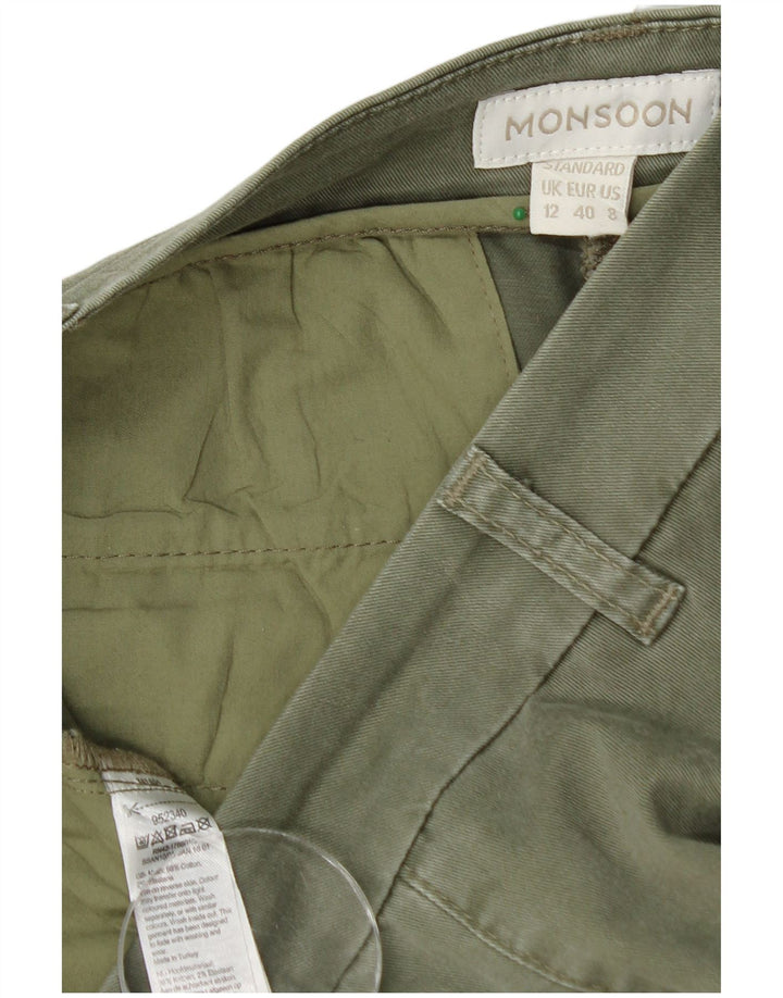 MONSOON Dame Standard Lige Chino Bukser UK 12 Medium W32 L28 Khaki