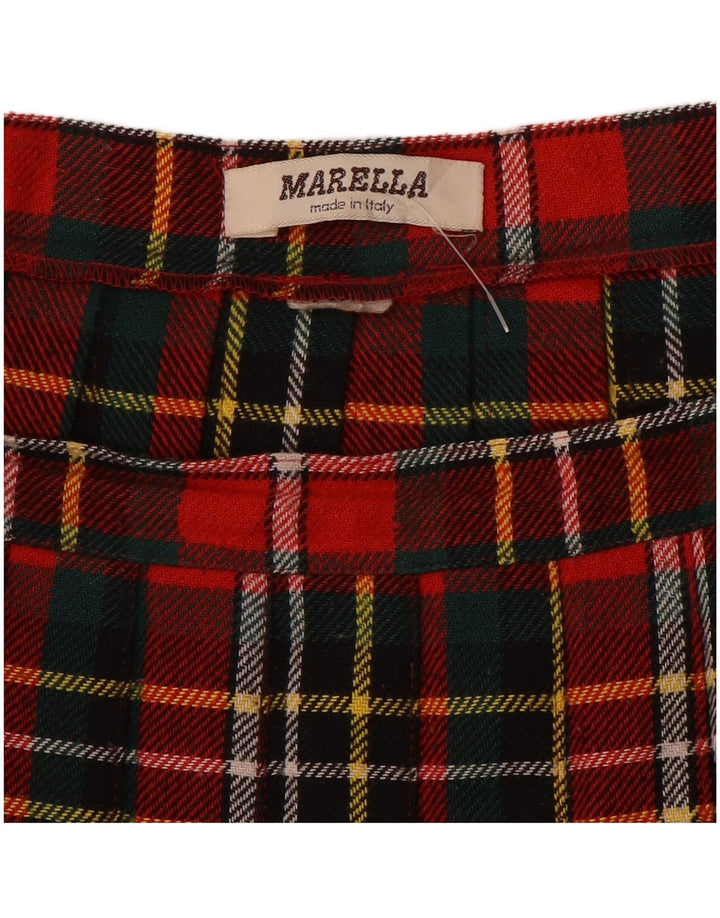 Marella plisseret nederdel til kvinder W30 Medium rød ternet