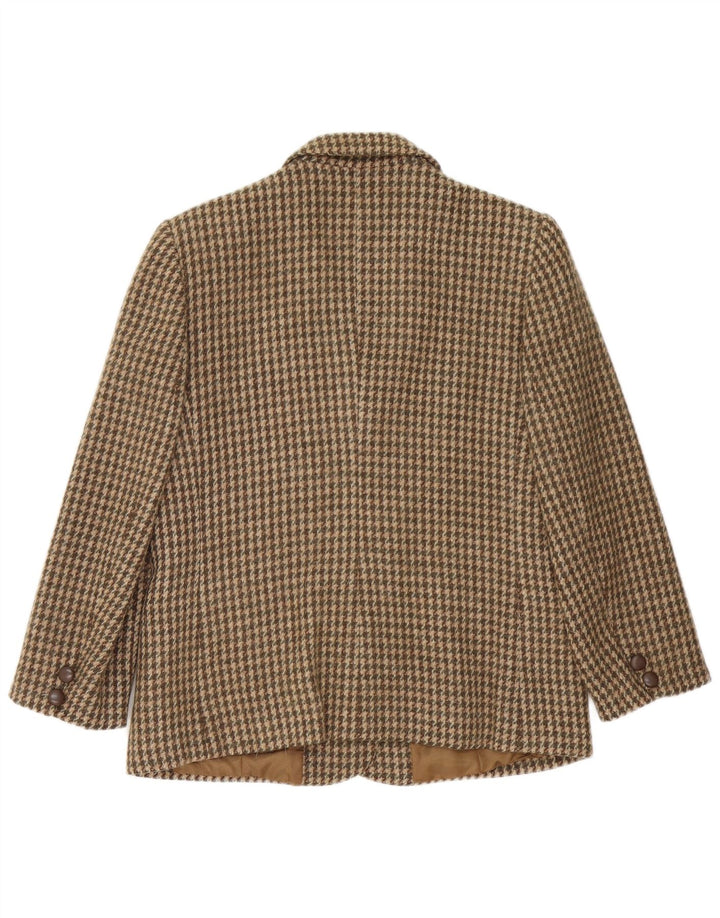 Vintage 2-knaps blazerjakke til kvinder IT 48 XL Brun Houndstooth Uld