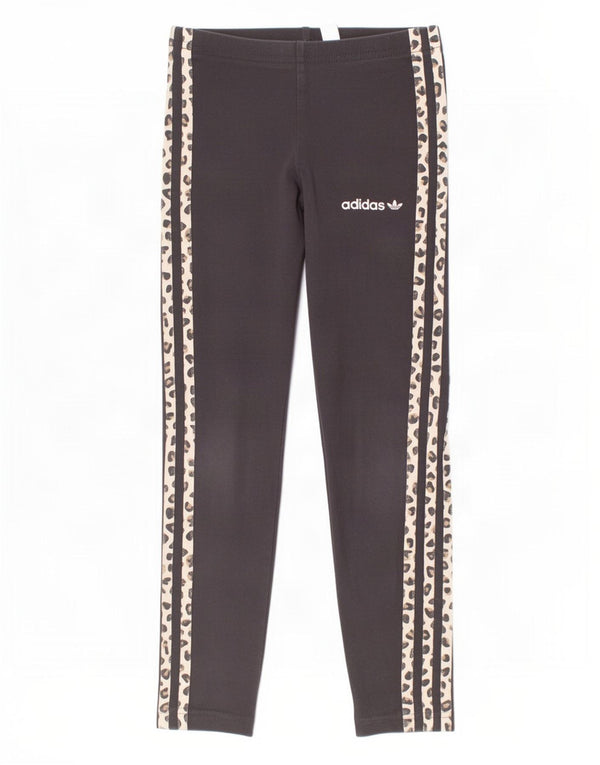 Adidas Girls Leggings 7-8 år Sort dyreprint bomuld