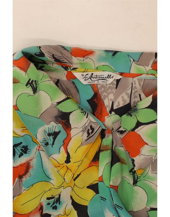 Vintage Dame skjortebluse UK 14 Medium Multifarvet