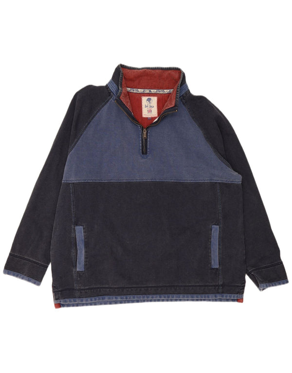 Fedt ansigt herre lynlås-hals sweatshirt jumper 2XL marineblå bomuld
