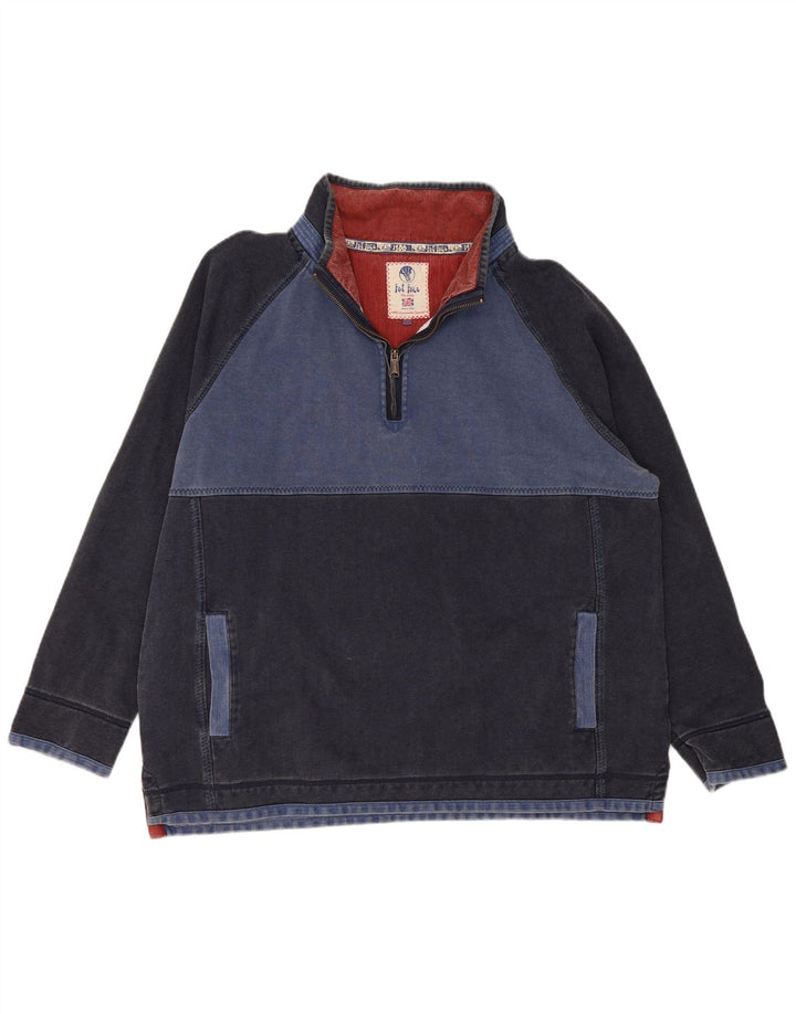 Fedt ansigt herre lynlås-hals sweatshirt jumper 2XL marineblå bomuld