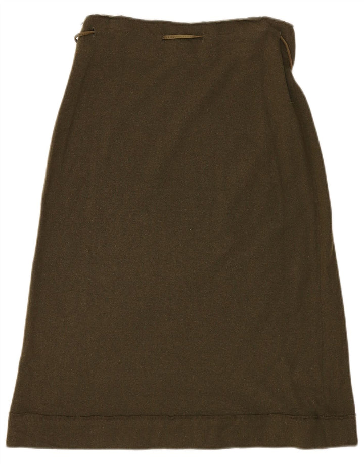 Stefanel Dame Strik A-Line nederdel EU 38 Medium W28 Khaki Wool