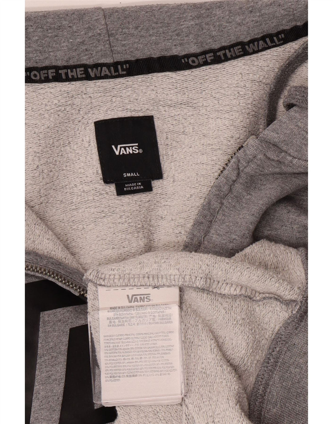 Vans Herre grafisk hættetrøje med lynlås lille grå bomuld