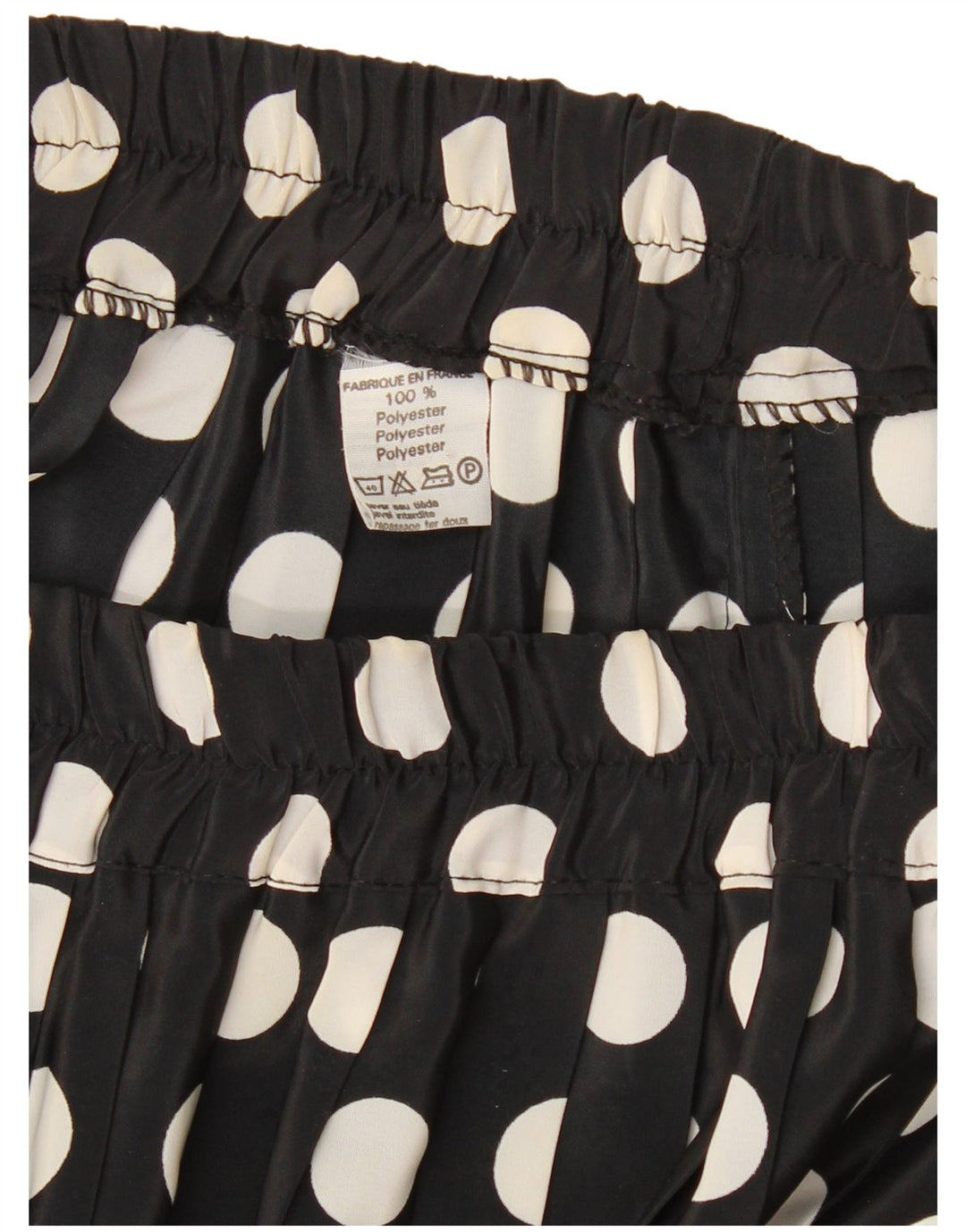 VINTAGE plisseret nederdel til kvinder W26 Lille sort polkaprikket polyester