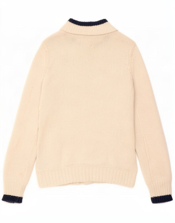 Crew Clothing Dame Cardigan Sweater UK 14 Medium White Colourblock Cotton
