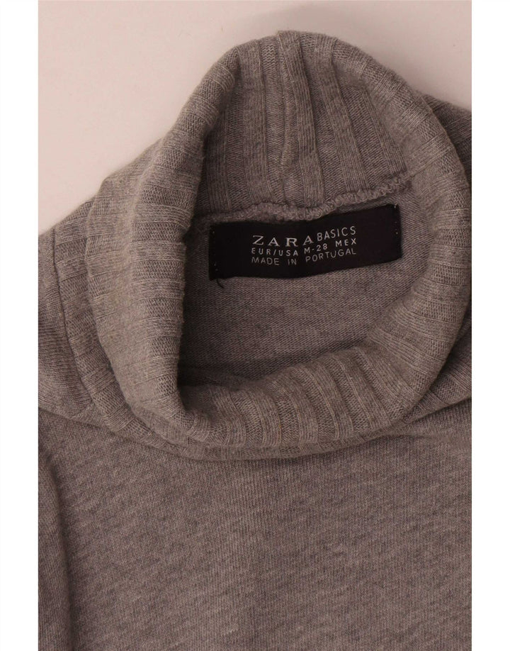 Zara Dame Langærmet Roll Neck Jumper Kjole UK 12 Medium Grey