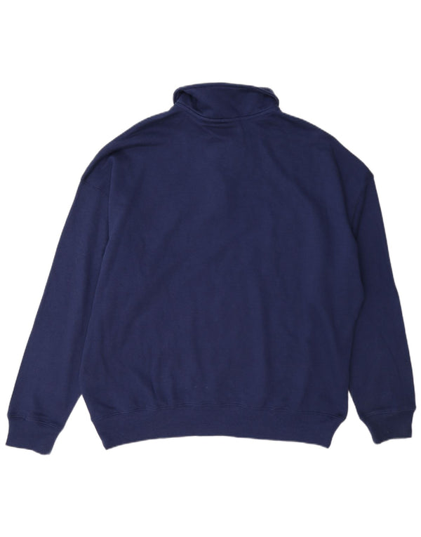 Champion Womens Oversized Polo Neck Sweatshirt Jumper UK 16 Large Navy Blue