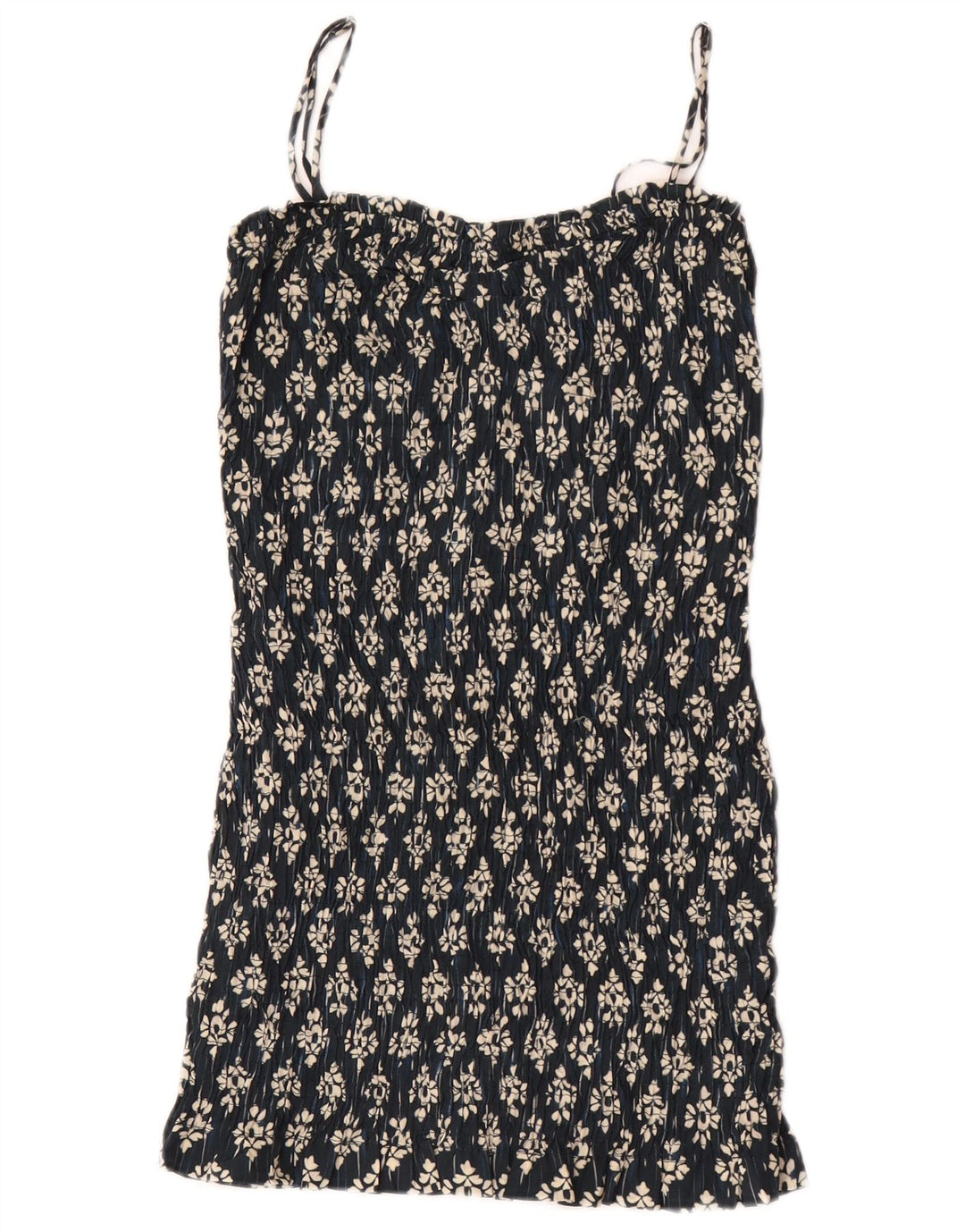 Zara Dame Solkjole UK 4 XS Navy Blue Floral Polyester