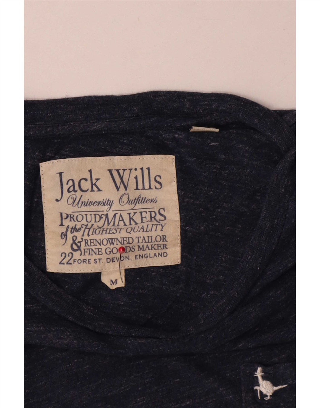 Jack Wills Herre T-shirt Top Medium Marineblå Flecked Bomuld