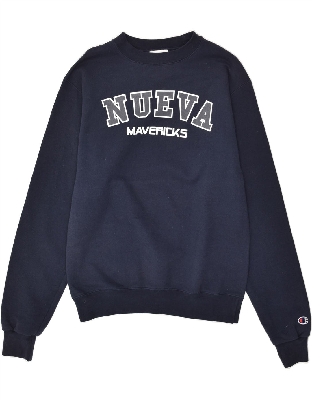 CHAMPION Mens Graphic Sweatshirt Jumper Small Navy Blue Cotton Vintage Champion and Second-Hand Champion from Messina Hembry 