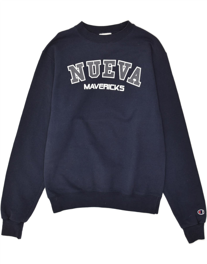 CHAMPION Mens Graphic Sweatshirt Jumper Small Navy Blue Cotton Vintage Champion and Second-Hand Champion from Messina Hembry 