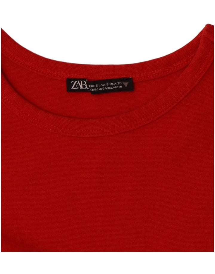 ZARA Womens Crop T-Shirt Top UK 8 Lille Rød