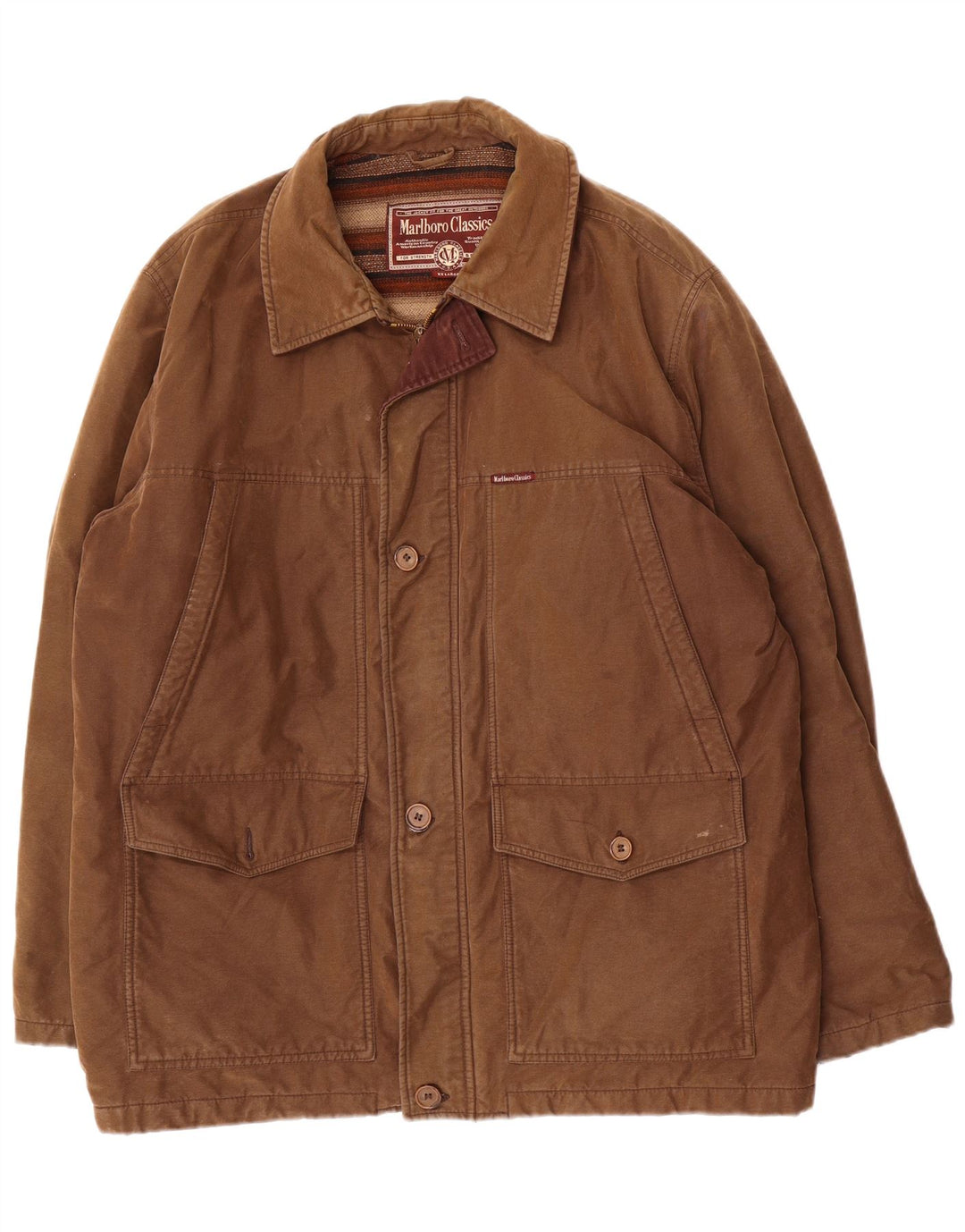 Marlboro Classics Herre Utility Jacket UK 44 2XL Brun Bomuld