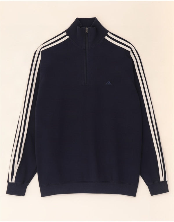 Adidas Sweatshirt med lynlås til mænd UK 34/36 Lille marineblå bomuld