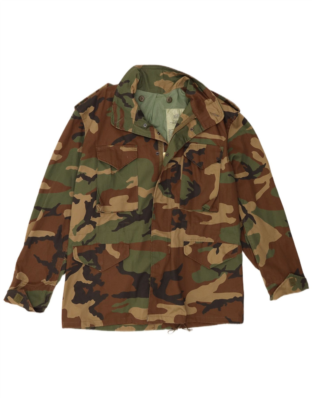 Vintage Herre Military Jacket UK 38 Medium Khaki Camouflage Polyester