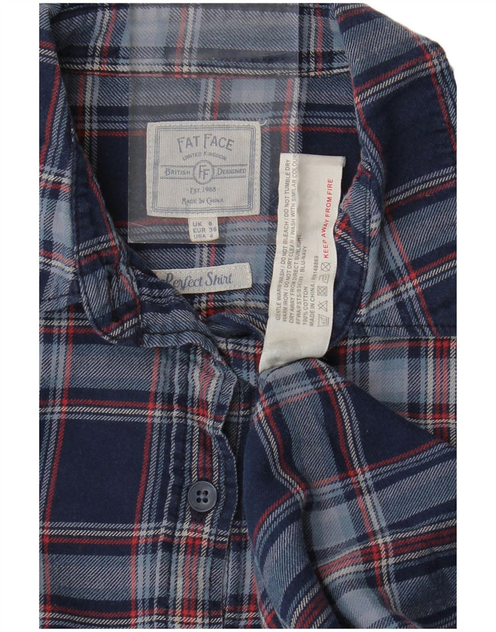 FAT FACE Dame Flanelskjorte UK 8 Small Navy Blue Ternet Bomuld
