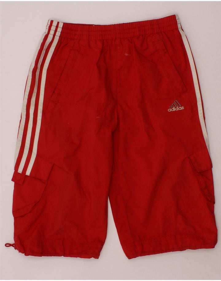 ADIDAS Boys Bermuda Sport Shorts 7-8 Years  Red Polyester Vintage Adidas and Second-Hand Adidas from Messina Hembry 