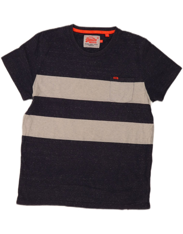 Superdry T-shirt top til mænd 3XL Marineblå Colourblock Bomuld
