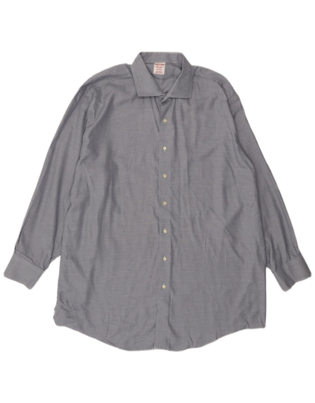 BROOKS BROTHERS Madison-skjorte til mænd Størrelse 18 1/2 2XL Blå Houndstooth Bomuld