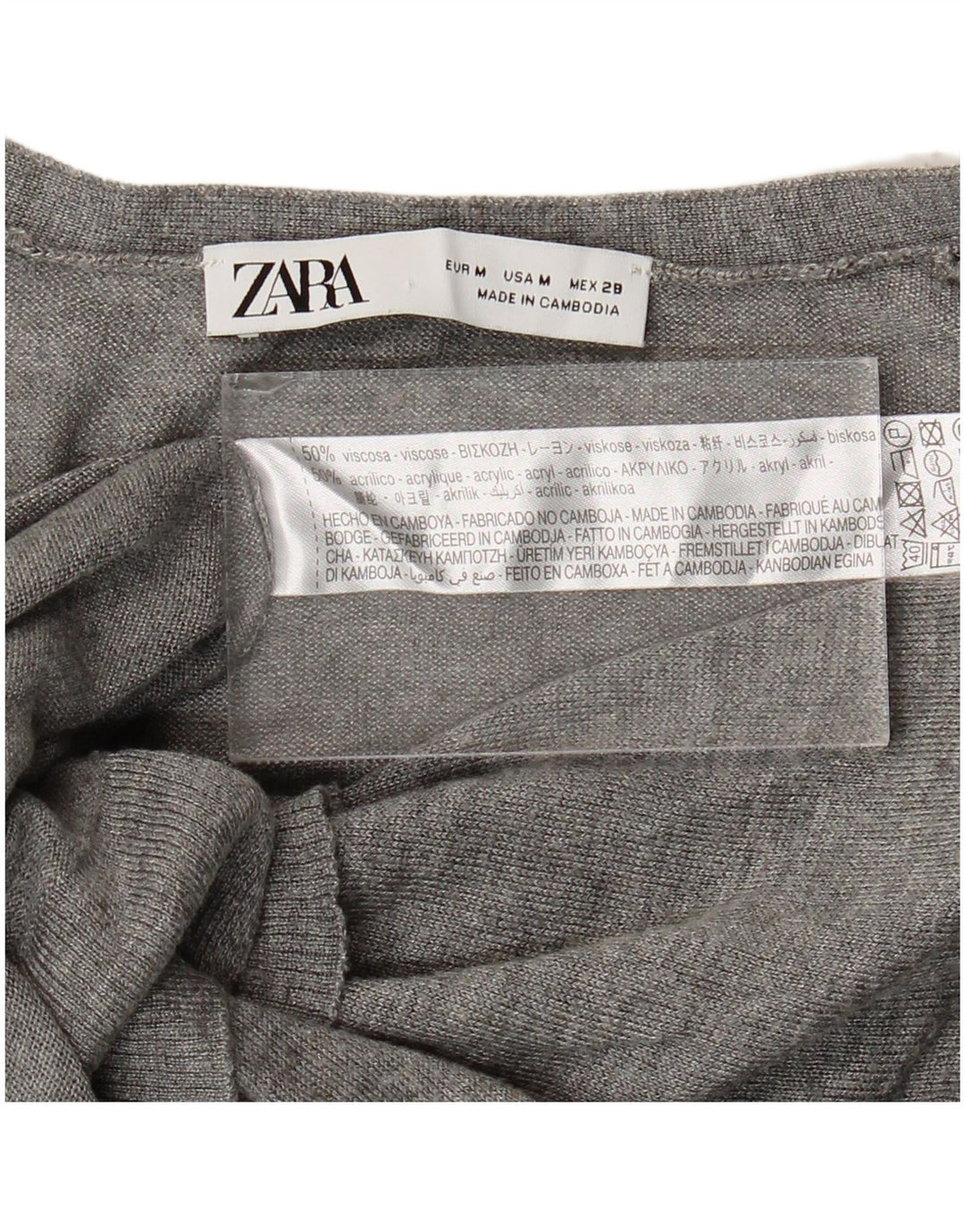 Zara Dame Cardigan Sweater UK 14 Medium Grey Viscose