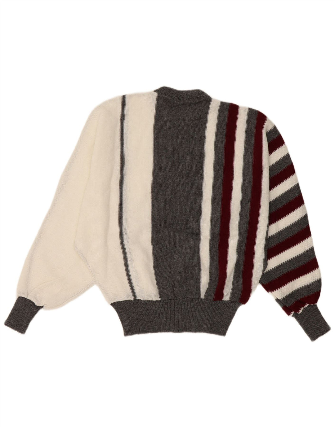Vintage Dame Batwing Crew Neck Jumper Sweater UK 14 Medium White Striped